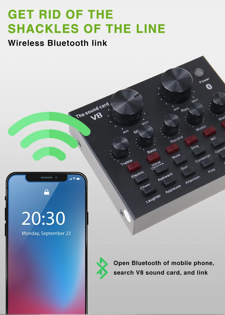 Mini Mixer Sound Changer Set Professional Audio V8 Sound Card Set Kit Bm800 Music Card Sound Module for Recording Live Streaming