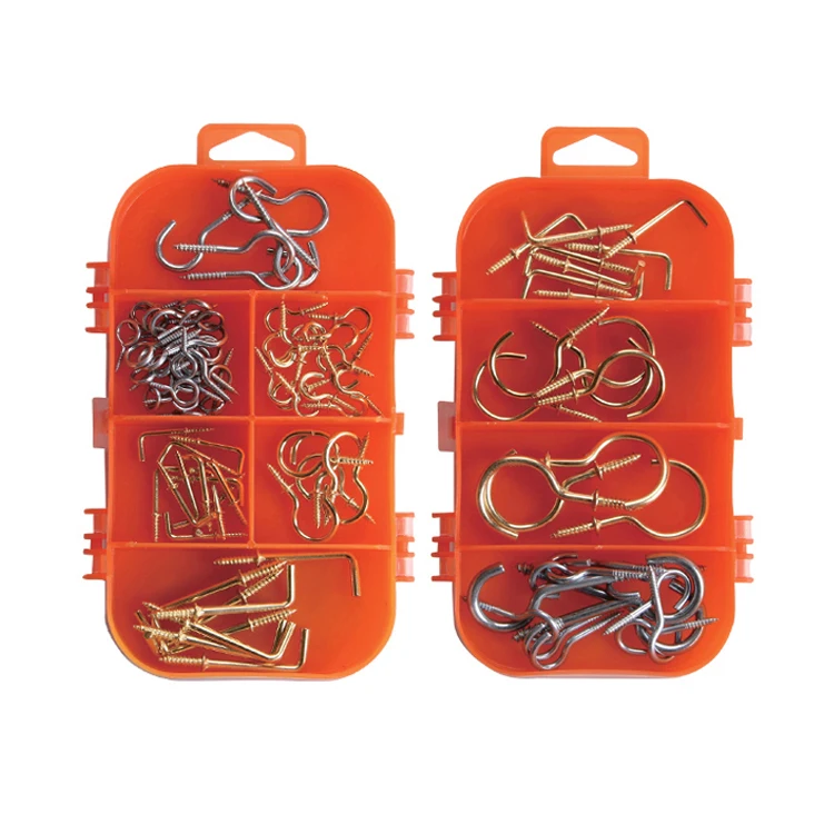 Low price 107pcs seel screw eye square cup hook