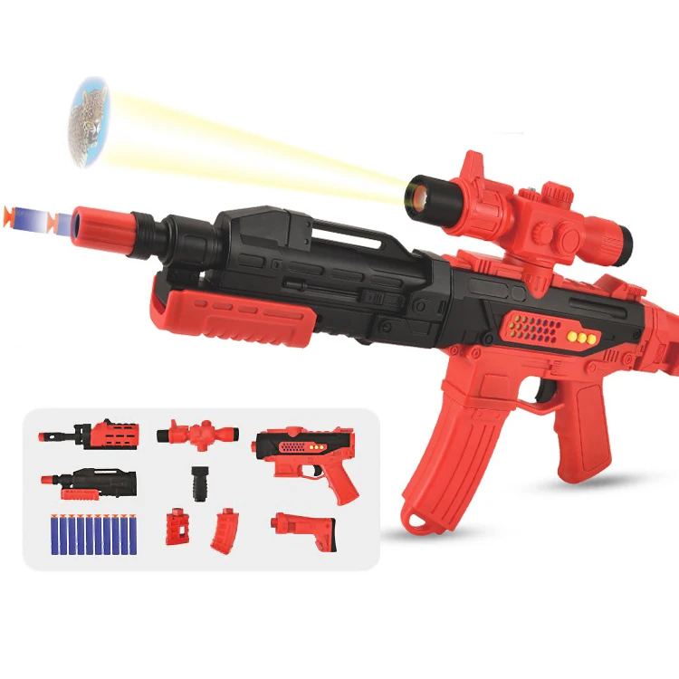 Diy магнитный Собранный пистолет с проекционными звуками и вспышкой, Электрический мягкий пистолет-пуля, игрушечный набор, пластиковый игрушечный пистолет для детей