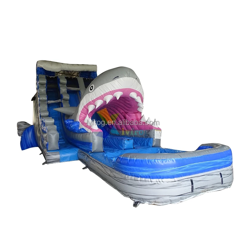 Giant Shark Inflatable Water Slide With Pool,Inflatable Shark Water