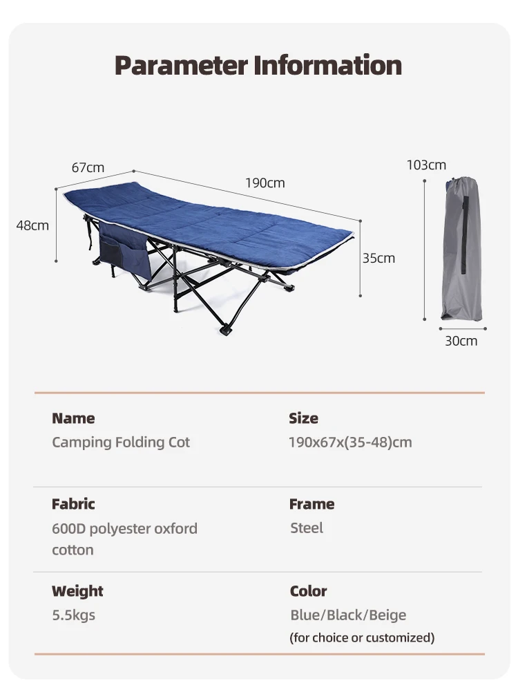 Homful Iron Frame Camping Folding Bed Sleeping Bed Camping Cot Camping