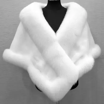 autumn winter Faux Fur bridal scarf opera cape fox fur shawl woman fur coated coat girls