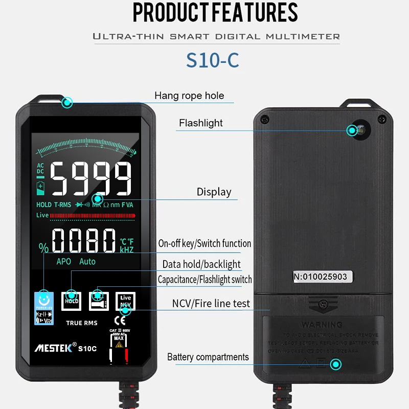 Digital Multimeter Smart Touch DC  Bar True RMS Auto Tester Professional Transistor Capacitor NCV Testers Multimeter