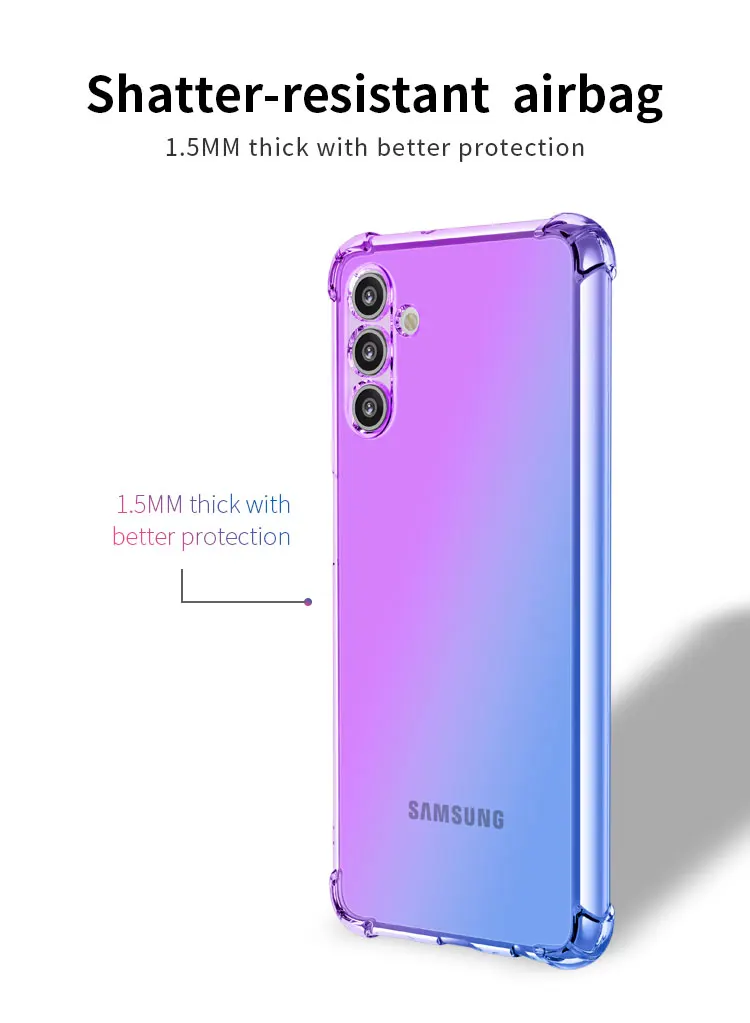 For Samsung Galaxy A13 Phone Case Shockproof Slim Grip Soft TPU Gradient Color Clear Back Cover Coque for Samsung A13 5G For Samsung Galaxy A13 Phone Case Shockproof Slim Grip Soft TPU Gradient Color Clear Back Cover Coque for Samsung A13 5G