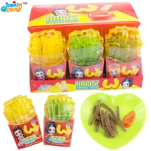 Hot Selling Wholesale French Fries Shape Fruity Sweet Gummy Soft Candy With Fruity Jam
