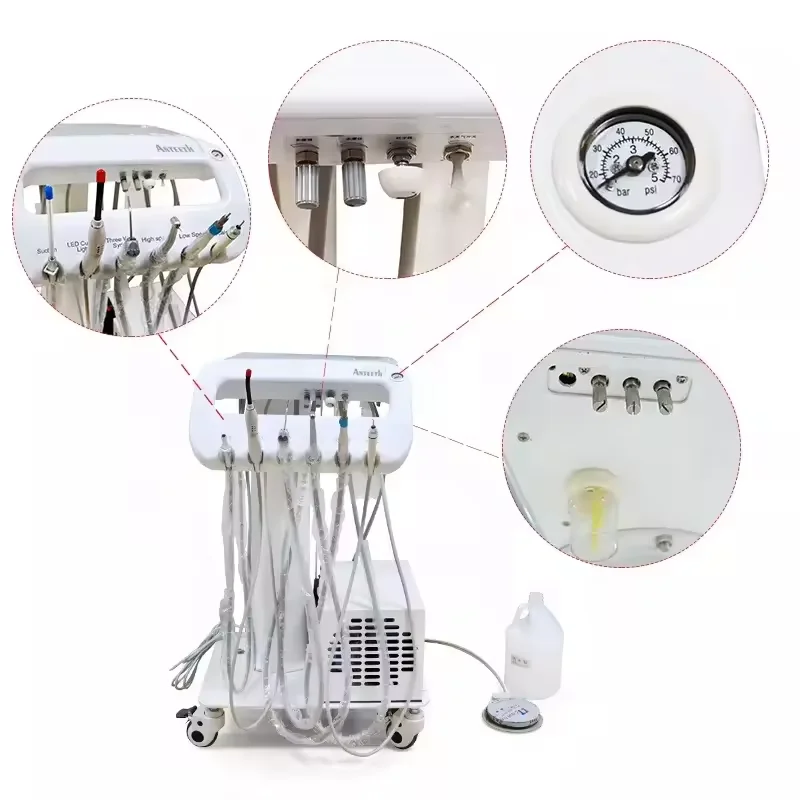 full set Dental Mobile Turbine Portable Workbench with Air Pump Scaler Curing light Machine supplier