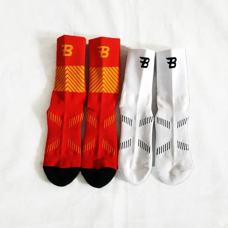 Custom Logo Design Men's Basketball Sports Socks Long Ribbed Cotton Spandex With High Crew Free Sample  OEM Service manufacture