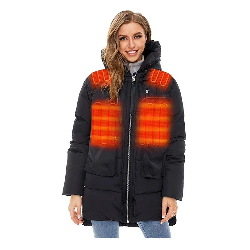 women's insulated heated jacket with rechargeable battery