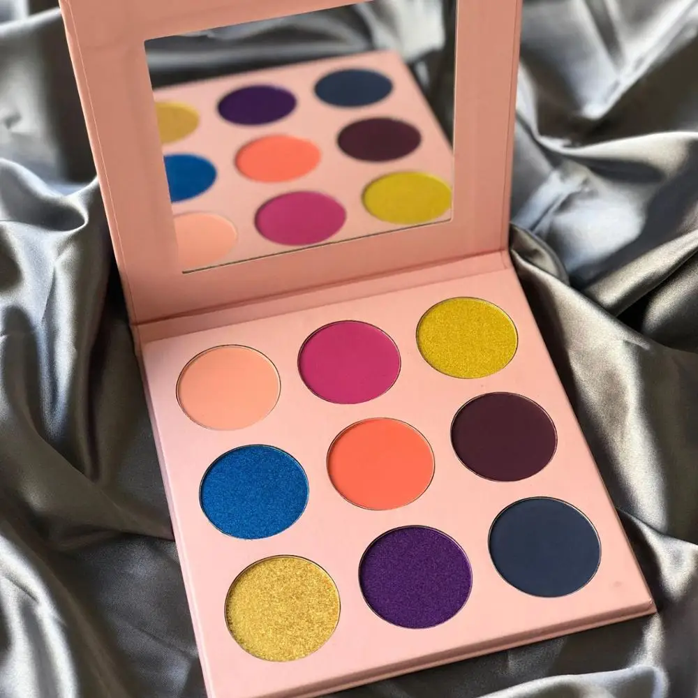 Quick Express Empty Magnetic Makeup Palette Matte Pearl Eyeshadow Palette with 9 Colorful Pans