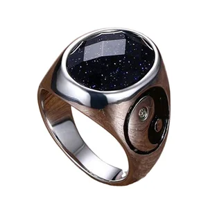 Men Ring Crystal Custom Stone Jewelry Mens Rings Stainless Steel