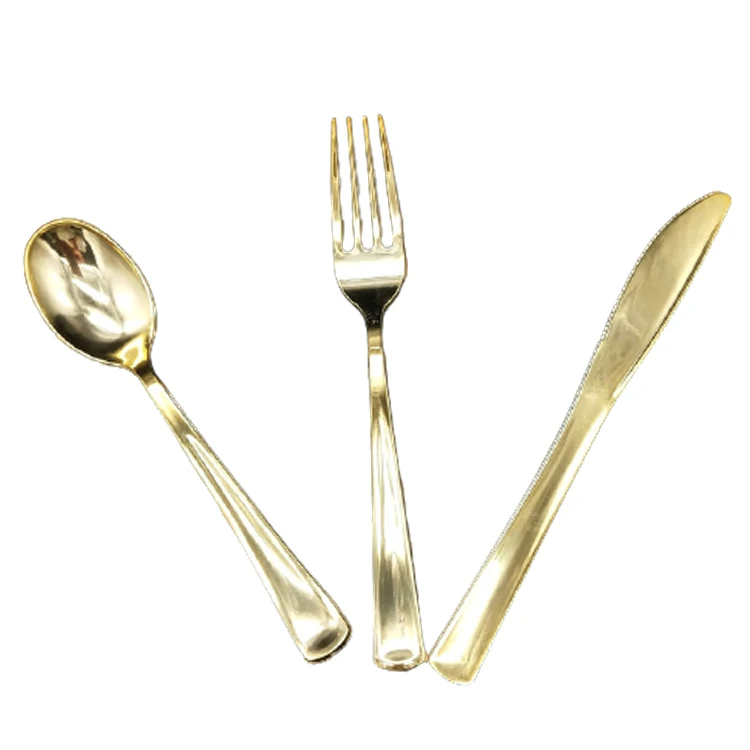 300 Pieces Rose Gold Plastic Silverware for Party and Wedding