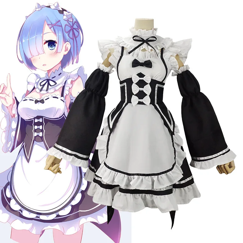 Anime Re: Zero kara Hajimeru Isekai Seikatsu Rem Ram Cosplay Costume Maid  Dress