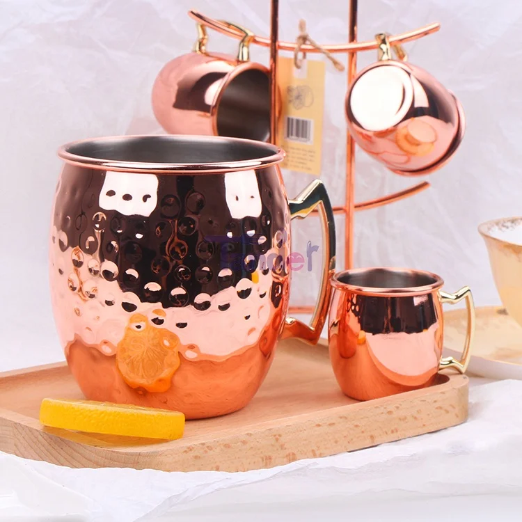 
 Московский мюл, кружка 60 мл, медные позолоченные мини мюли, медные кружки, набор из 4 шт.  