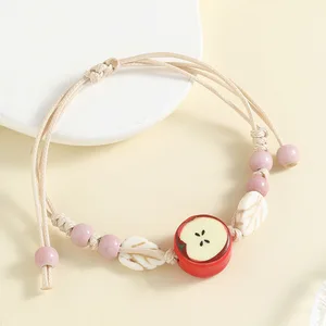 Jingdezhen Ceramic Diamond Beaded Bracelet Apple Star Handwoven Women's Jewelry New Chinese Style Artistic Mori Style