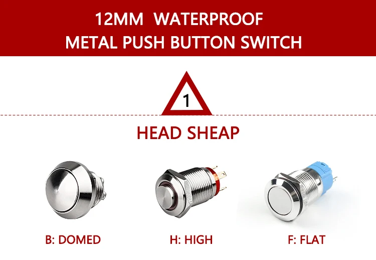 Custom 12MM 4Pin ON-OFF Metal Push Button Switch Waterproof High Button Push Button Electrical Switch with Power LED