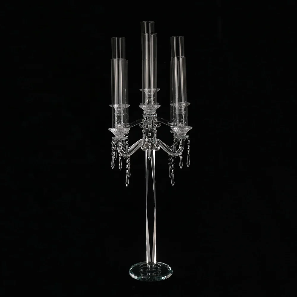 MH-Z154 стеклянный канделябр 9 рук хрустальный свадебное украшение