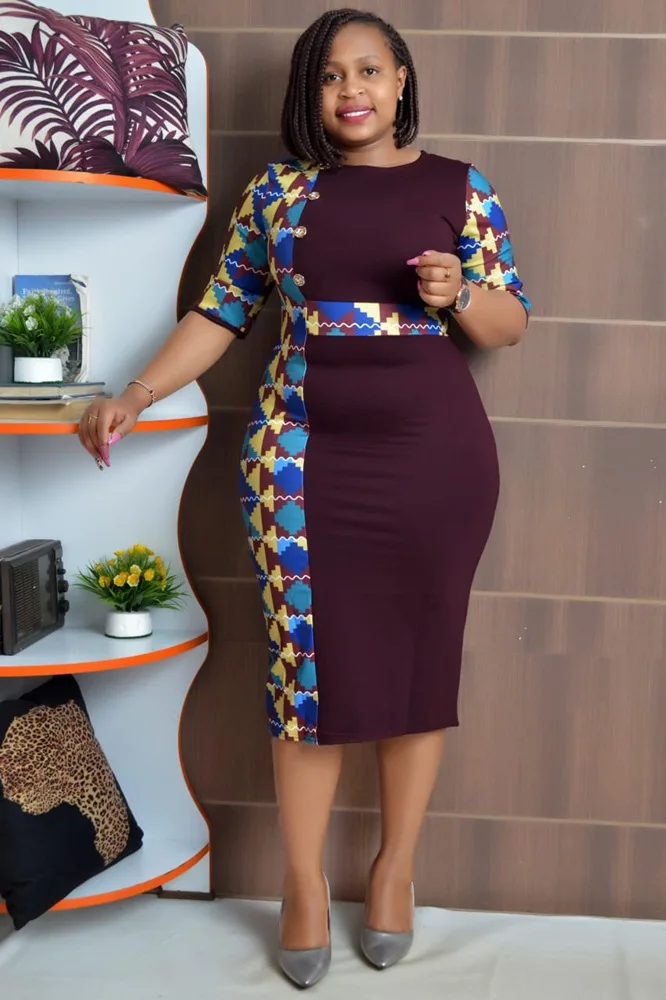plus size african print formal dresses Dupsie's Nkanyezi Print Wrap Dress DPFPYBW31 main image 0