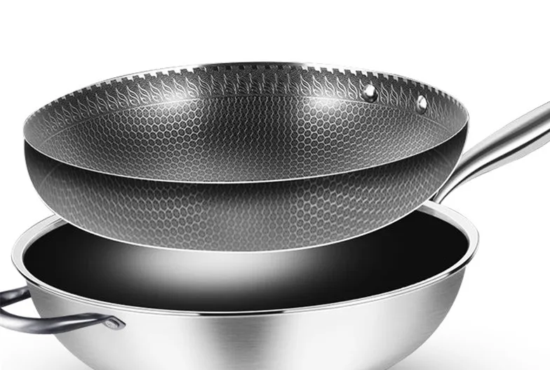 Honeycomb Suspension Stainless Steel Wok Non-stick Three Layer