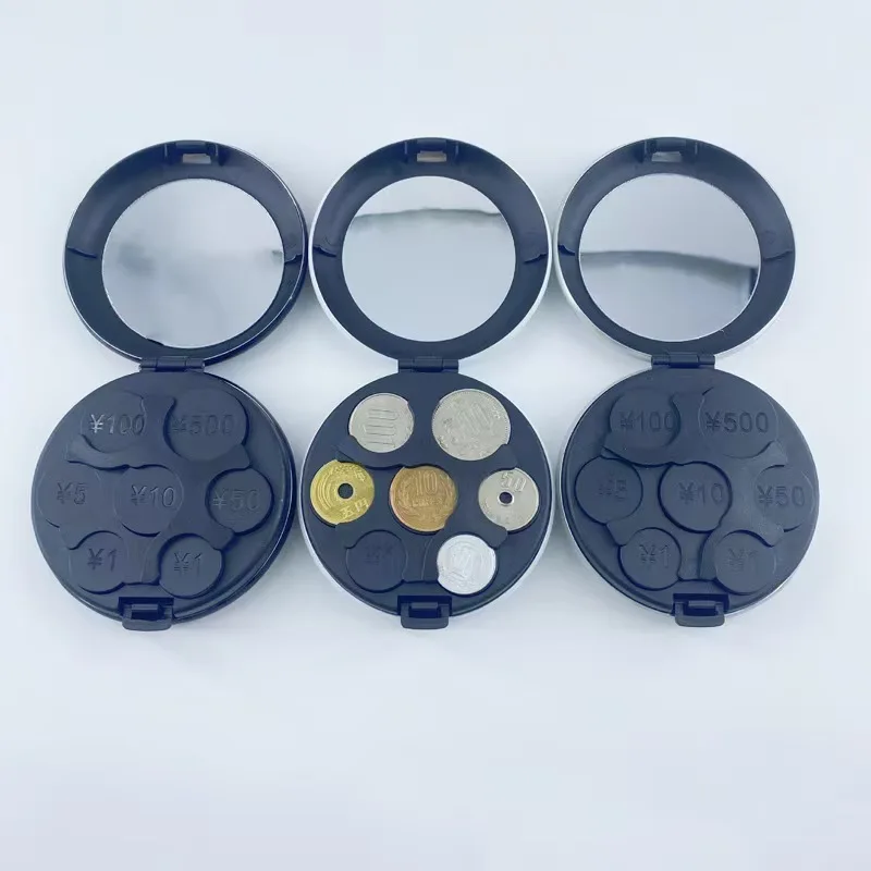 Round Coin Case with Clip Wallet and Mirror for Storing Coins Portable Change Box Customizable with Logo preview 5