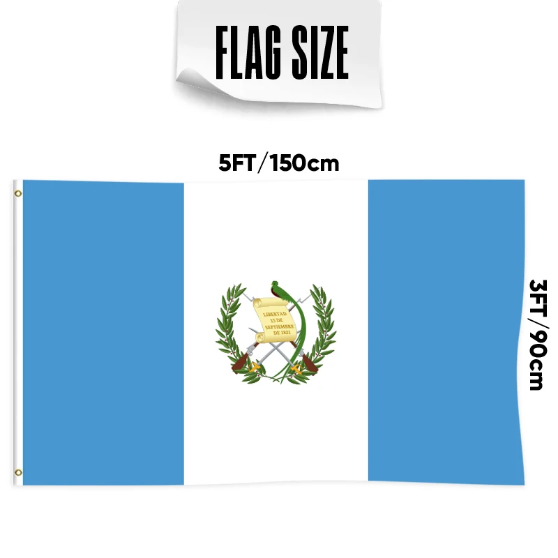 Bandiera Guatemala 3x5ft In Poliestere 100D: Bandiera Guatemalteca Per Esterno E Interno, Trade Winds