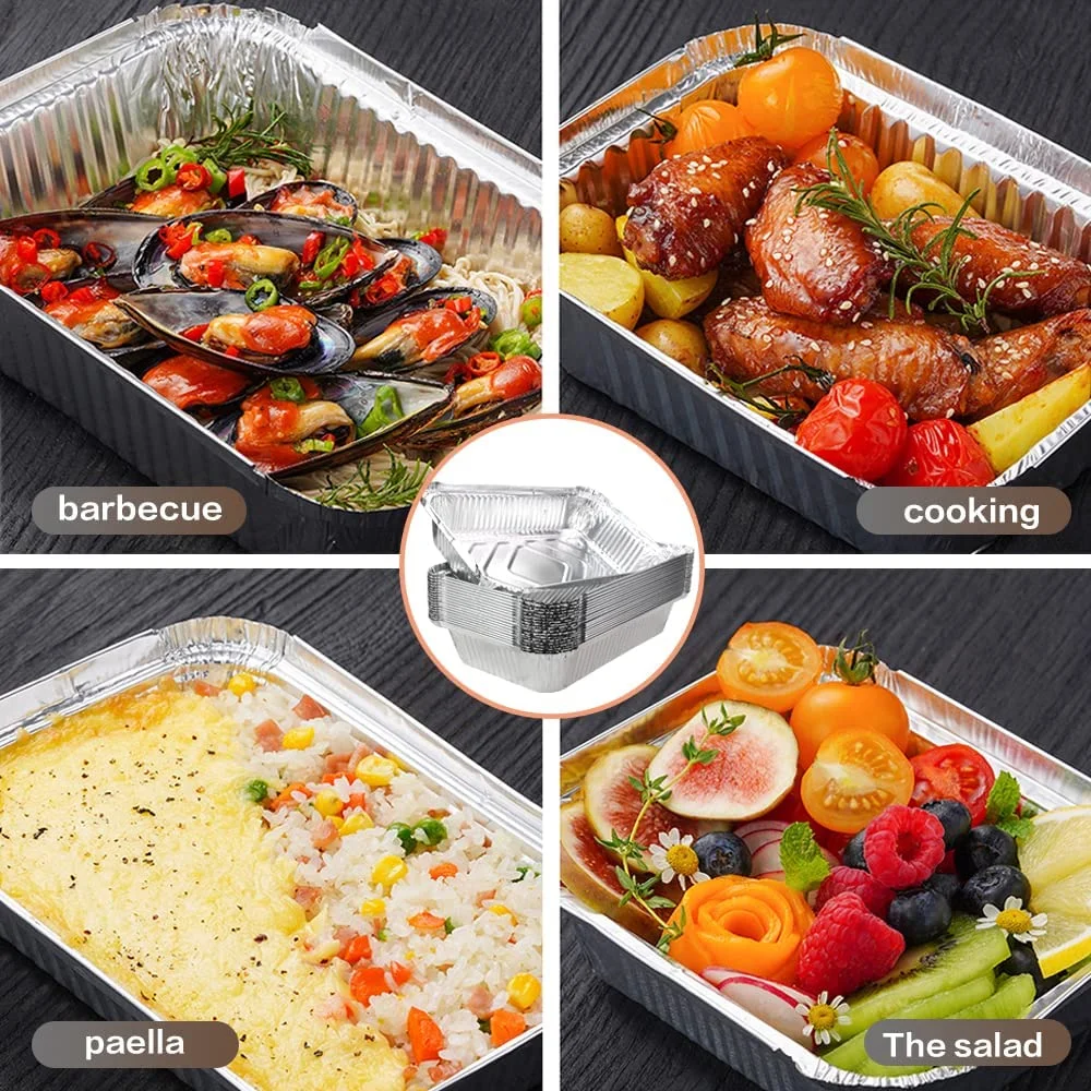 Disposable Aluminium Foil Food Container Oblong Aluminum Pan Rectangle 