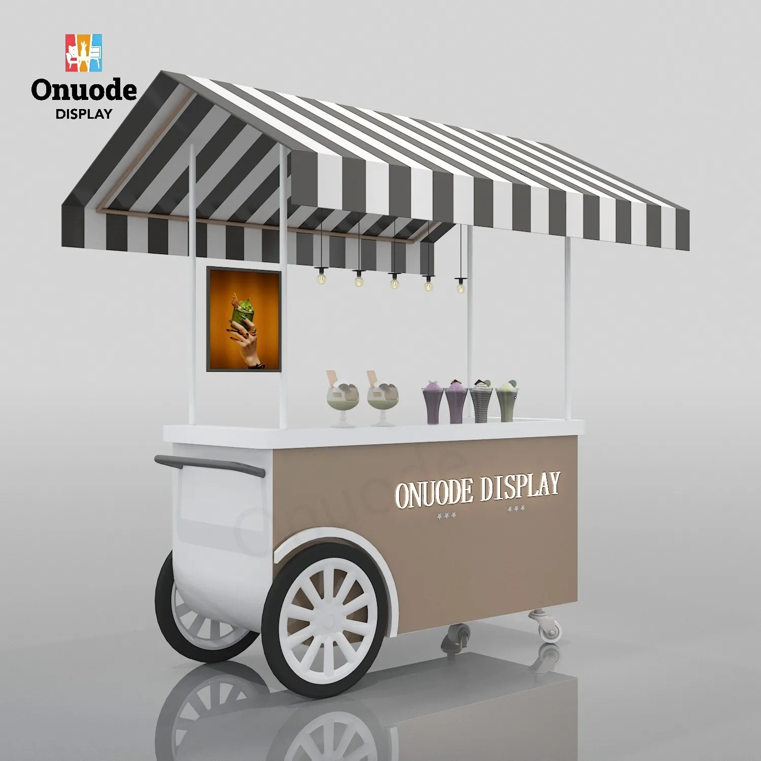 Customized Mini Mobile Outdoor Street Snack Fast Food Trailer New Style Hand Push Commercial Sale Food Cart