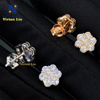 Factory price sterling silver custom hip hop jewelry luxury fashion jewelry  vvs moissanite stud earrings