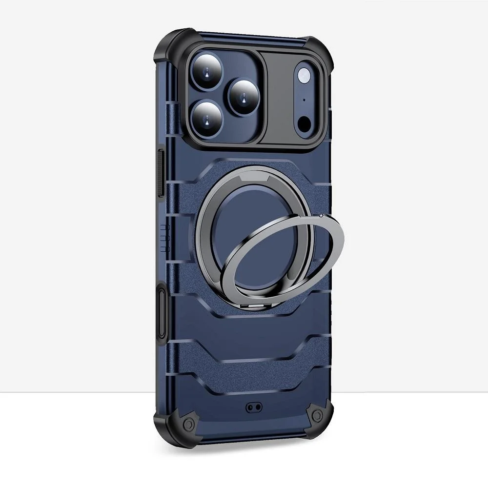 For iPhone 17 Pro Max Case with Rotating Metal Kickstand Military-Grade Drop Proof & Anti-Fingerprint Protective Cover