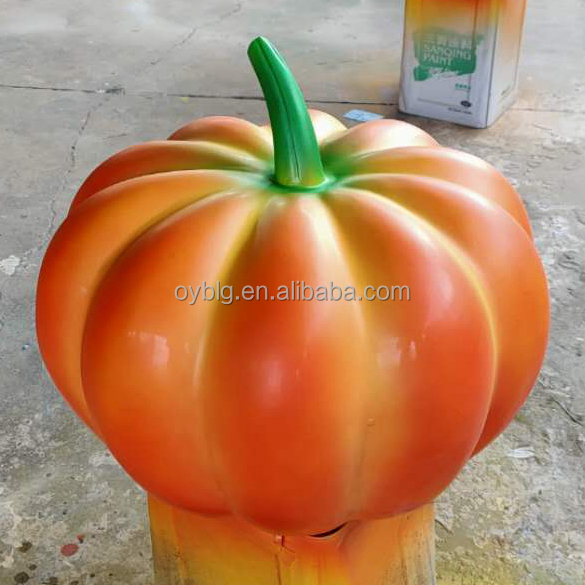 Big Fiberglass Pumpkin With Light Outdoor Statues Large Size Outdoor