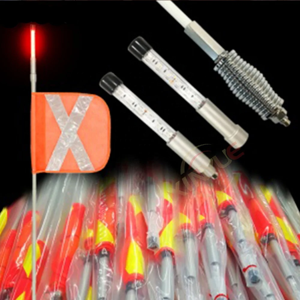 Orange Quick Release Spring Base Work Warning Light Reflective Flag Safety Led Flag for Mine Site