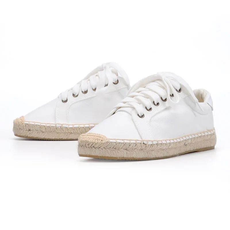 Блестящие белые кремовые женские холщовые Эспадрильи на плоской подошве