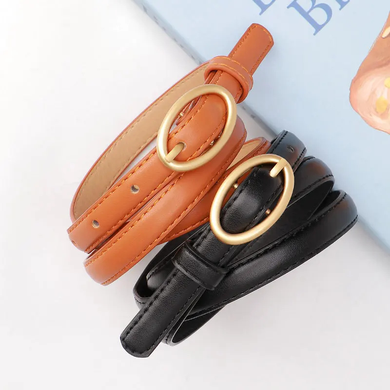 Новый женский ремень из искусственной кожи с небольшой свежей овальной пряжкой тонкий пояс для платья модные товары от производителей