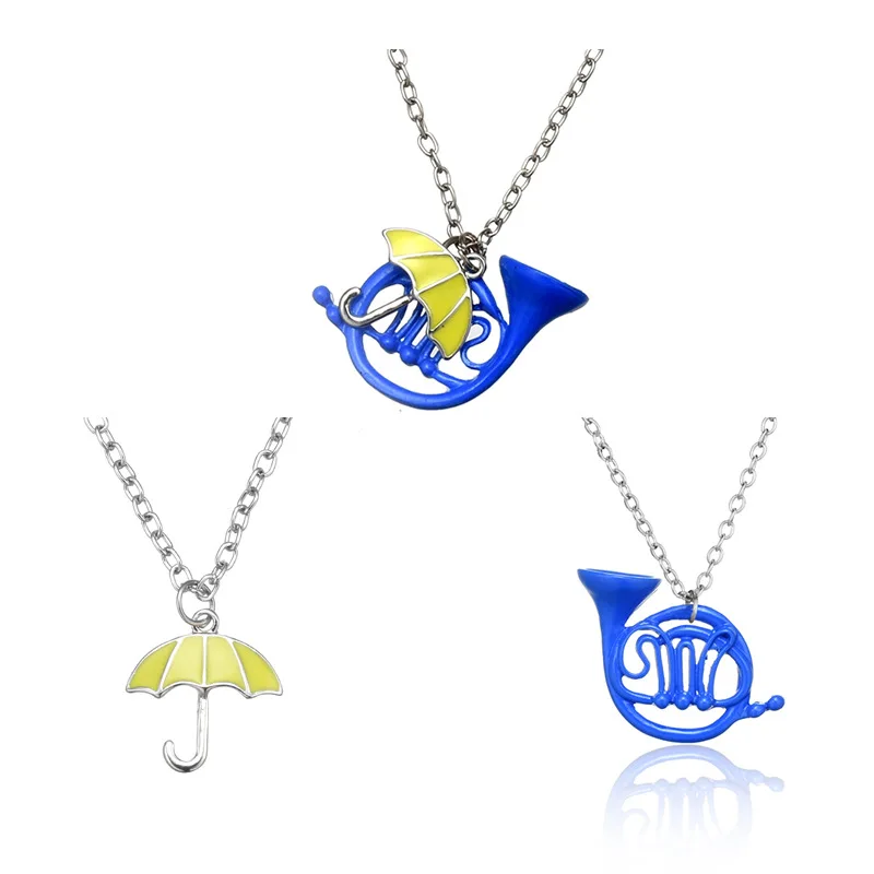 How I Met Your Mother Yellow Umbrella/Blue Horn Necklace French Pendant Gift 