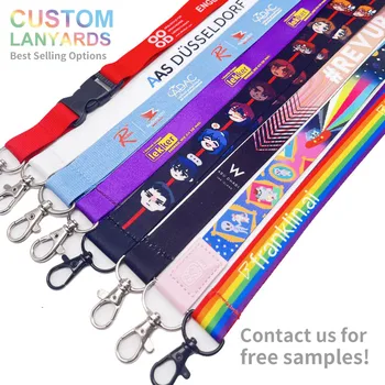 New Arrival Free Sample Promotional Cheap Custom Polyester Sublimation lanyard Neck Lanyard With Logo