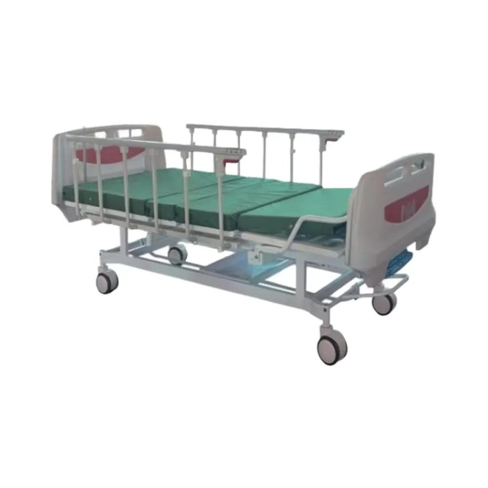 Hotel Hospital Patient Care Durable Eco-Friendly Adjustable Modern Medical Bed Hand Crank PP Headboard Iron Rails Apartment 6
