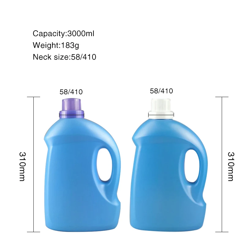 High Quality 3L Customized Empty Liquid Laundry Detergent Packaging Container HDPE Plastic Liquid Laundry Detergent Bottle