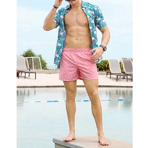 Beach Surfing Casual Double Layer Shorts with Drawstring Animal Print Front Logo Custom Swimsuits Men OEM 1 Piece