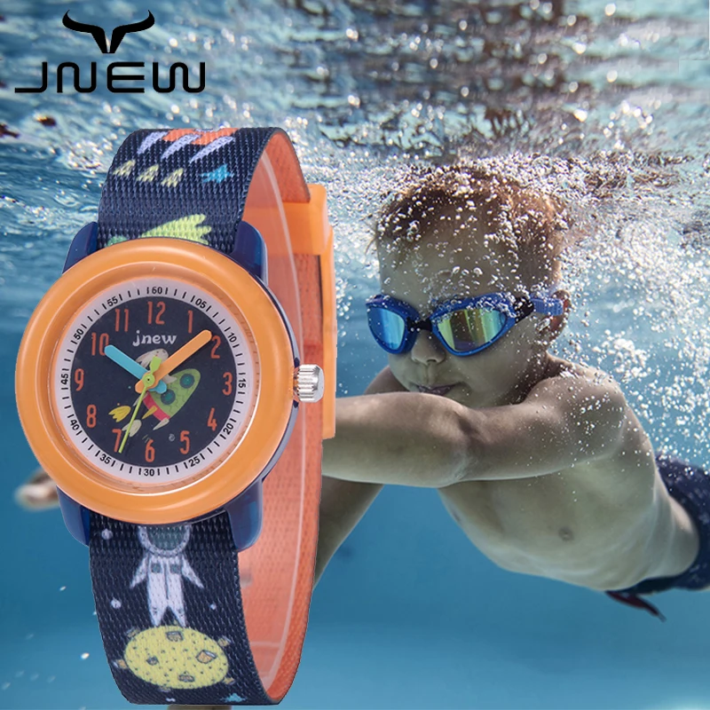 JNEW bambini al quarzo analogico impermeabile orologio sportivo per bambini  cartone animato ispirato alla vita alla moda custodia per PC diametro 31mm 