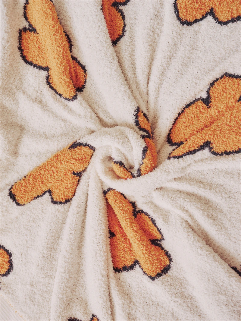 New Daisy flower print 100% polyester plush fuzzy knitted throw blanket for couch PXM details