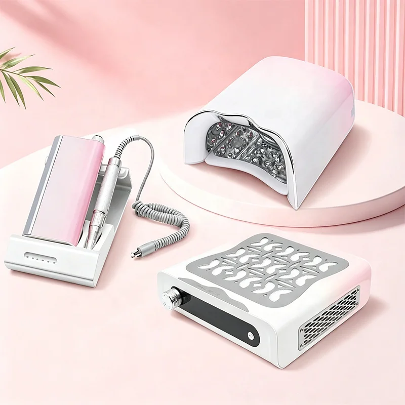 3 in 1 Butterfly Nail Care Set Nail Equipment Kit Cordless Nail Drill UV Curing Lamp and Desktop Manicure Vacuum Dust Collector