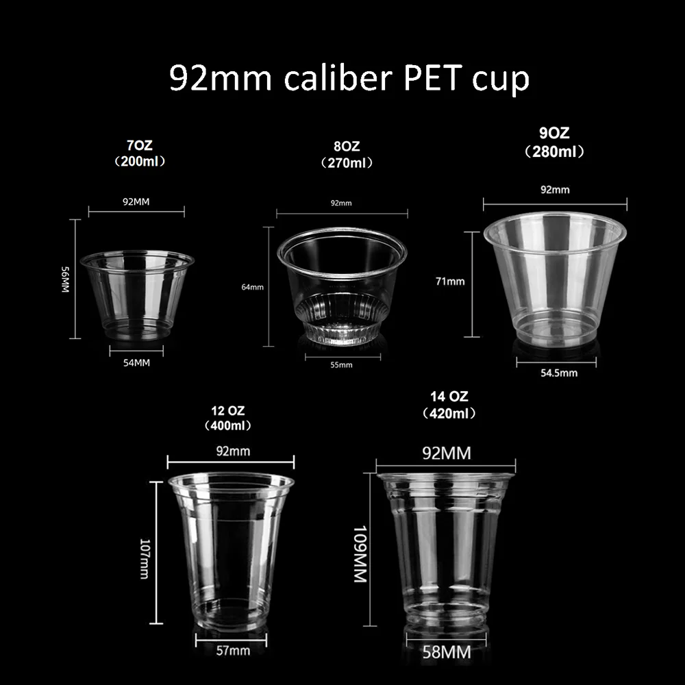 Custom Printed Pet Plastic Multiple Oz Ice Cream Bubble Tea Dessert