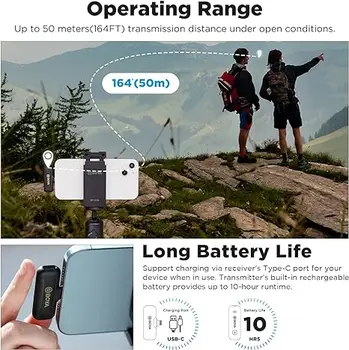 BOYA BY-WM3T2 Wireless Lavalier Microphone for Phone Plug&Play for Live Outdoor Interview Vlog Video Wireless Microphone product image