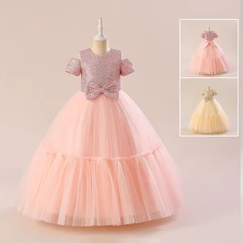 Children Dresses Girl Party ball gowns for girls 10 years old Performance Dress Kids Frocks Flower Girls Dress With Shoulder off