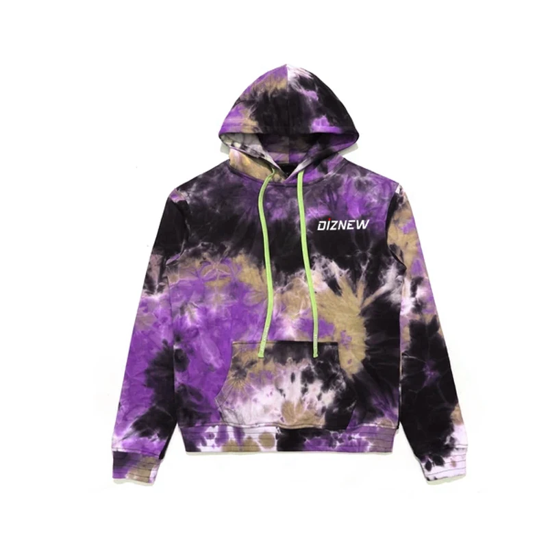 DiZNEW acid wash hoodie manufacturers bulk custom printing logo tye dye hoodies men manufacture