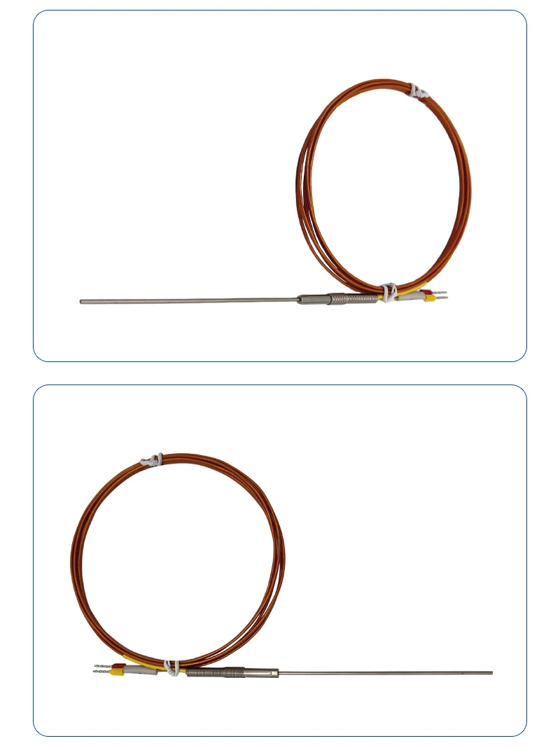 Polyimide Wire Armored Probe Thermocouple, 1.5*80/100/120mm, K/J Type Flexible Temperature Sensor