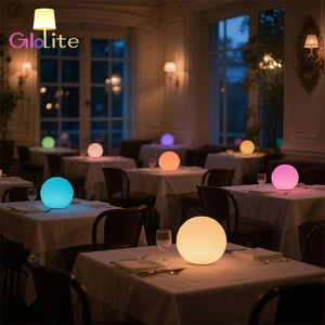 6-Inch LED Globe Light Rechargeable Waterproof Ambient Lighting Lamp for Desk Restaurant Hotel AC Power Supply Remote Control