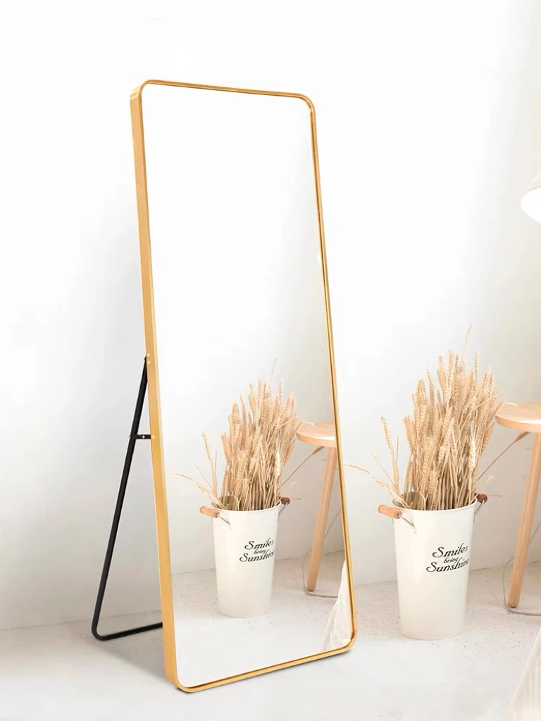 Modern Design Home Large Rectangular Round Corner Gold Framed Big Full Body Standing  Mirror for Dressing Room