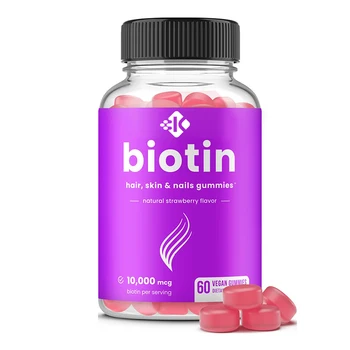 OEM Vegan Healthcare Food Supplement Vitamin High Potency Hair Growth Gummies For Hair Skin and Nails Biotin Gummies