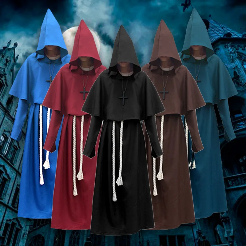 Halloween Costume Medieval Monk Robe Monk Outfit Wizard Priest Cosplay