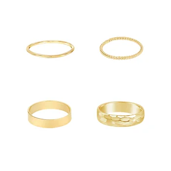 Simple Style Punk Unisex Top Quality 100% Pure 9K 14K 18K Solid Plain Gold Hammered Surface Ring